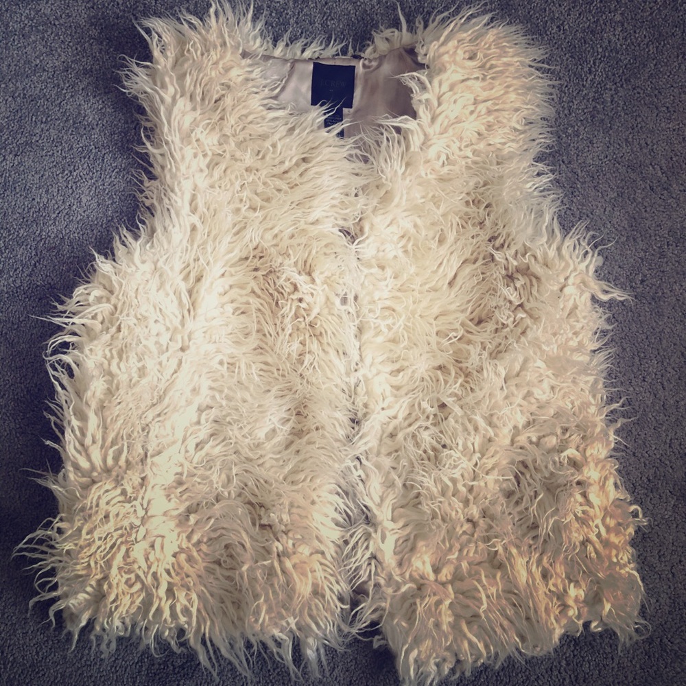 J.Crew Faux Fur Cream Vest